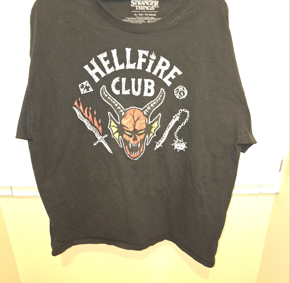 Stranger Things 5 Hellfire Club Skull & Weapons Tee Shirt Netflix Show